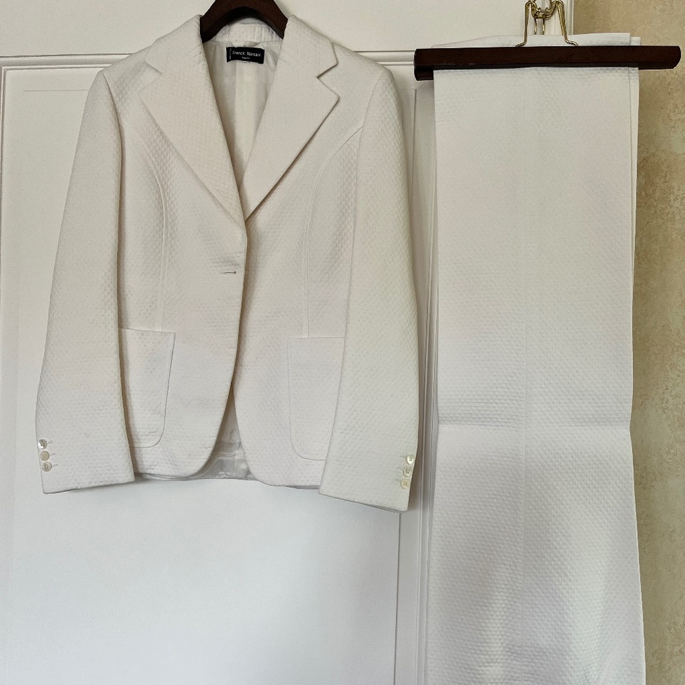 Franck Namani white textured pants suit US Size 6